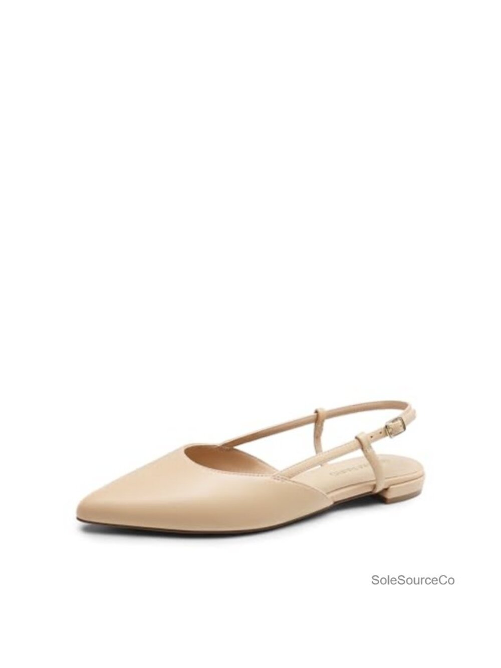 Women's Slingback Dress Ballet Flats, Faux Leather Pointed Toe, Adjustable